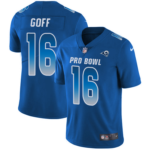 Nike Rams #16 Jared Goff Royal Men's Stitched NFL Limited NFC 2018 Pro Bowl Jersey